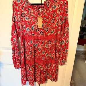 Red Camel Red Floral Women's Top